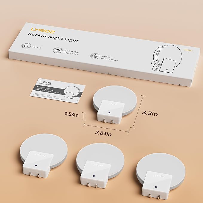 Red Plug in LED Backlit Night Light, Auto Dusk to Dawn Sensor, 1-50 LM Dimmable Sleep Aid Nightlight Indoor for Bedroom, Kids Room, Elderly Housing, Bathroom, Kitchen, Stairs, Hallway, 4 Pack