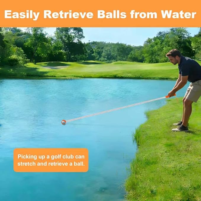 Golf Ball Retriever Telescopic, 9Ft Golf Ball Retriever for Water, Professiona Stainless Steel Ball Retriever Tool Golf, Light Weight Double Sided Golf Ball Grabber, Golf Accessories Gifts