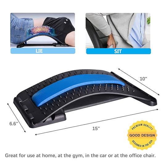 JUMPOW Back Stretcher for Lower Back Pain Relief, 3 Level Adjustable Lumbar Cracker Board, Spine Board, Relief for Herniated Disc, Sciatica, Scoliosis, Spine Decompression