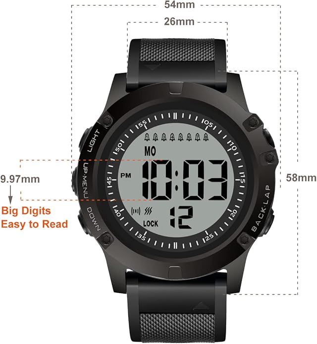 TICCI Vibrating Alarm Watch for Elderly Seniors, Men Unisex 8 Medication Aids Pill Reminder with Big Digits, Waterproof, Vibra Alert