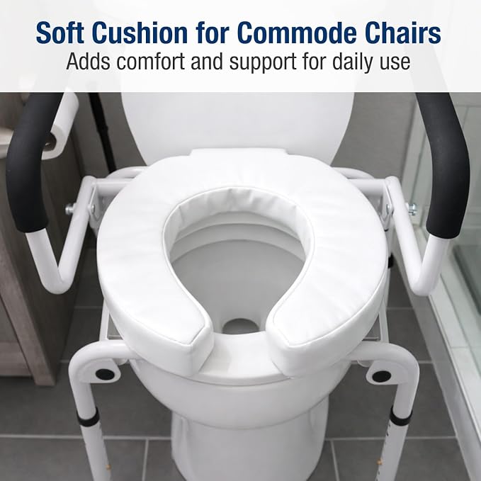 DMI Raised Toilet Seat Toilet, Toilet Seat Riser, Seat Cushion and Toilet Seat Cover to Add Extra Padding to the Toilet Seat while Relieving Pressure, 2 Inch Pad, White
