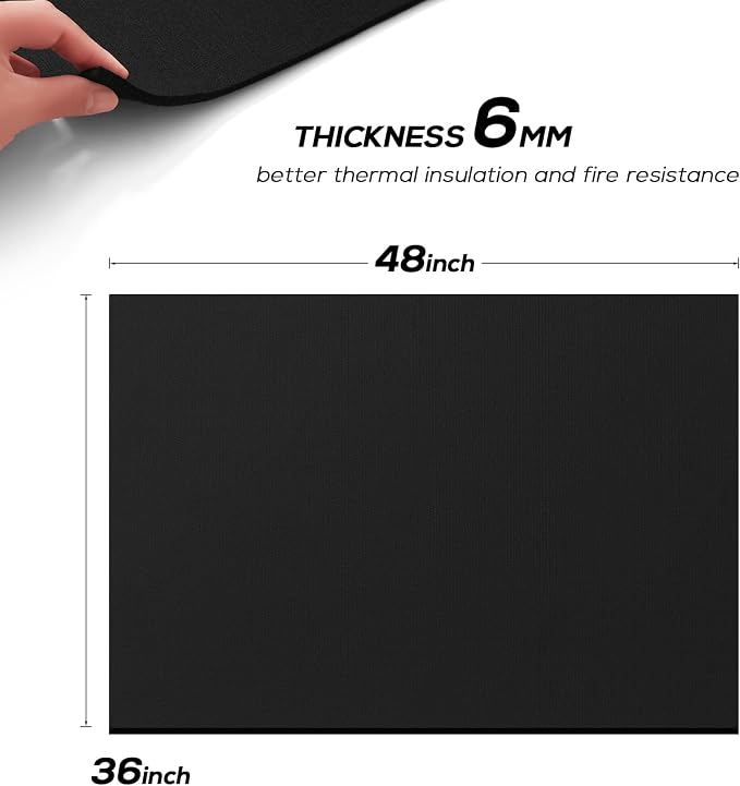 FLASLD Welding Blanket Fireproof Mat 36×48 inch Heat Resistant Material Up To 1800°F Flame Retardant Fabric Carbon Felt for Grill Stove Pit Soldering Welders Plumbers