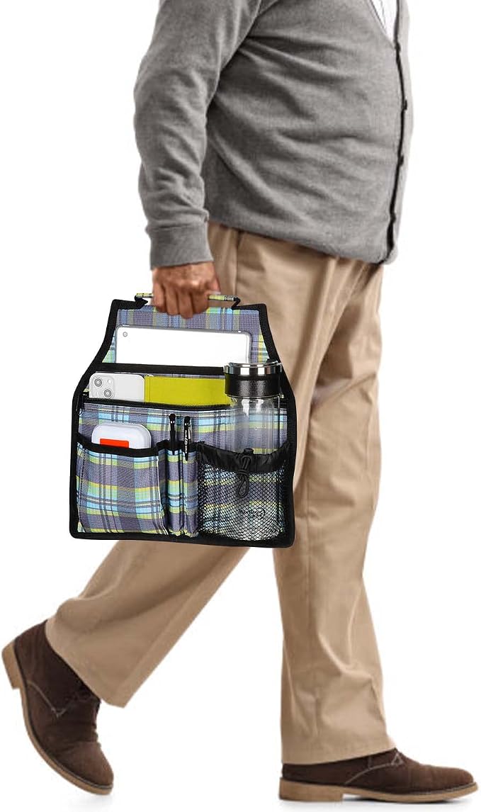 supregear Side Walker Bag, Walker Accessories Bag w/Cup Holder, Folding Walker Basket Waterproof Walker Organizer Caddy Pouch for Most Walker with Side Bar for Seniors, Elderly, Double Sided