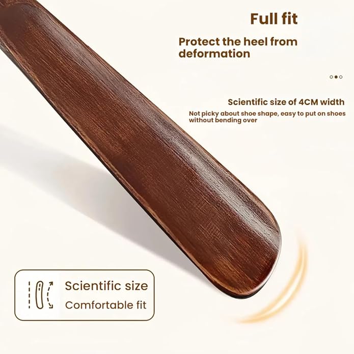 wooden shoe horn for women men kids seniors 2 Pack 11.8inch Portable reddish brown long handled shoe horn