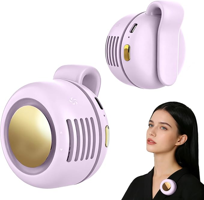 Portable Fan,2-in-1 Waist Clip On Bladeless, Ultra-Quiet Mini Personal Neck Fan 3 Speeds with 360°Adjustable Clip USB Rechargeable for Hiking,Office & Outdoor