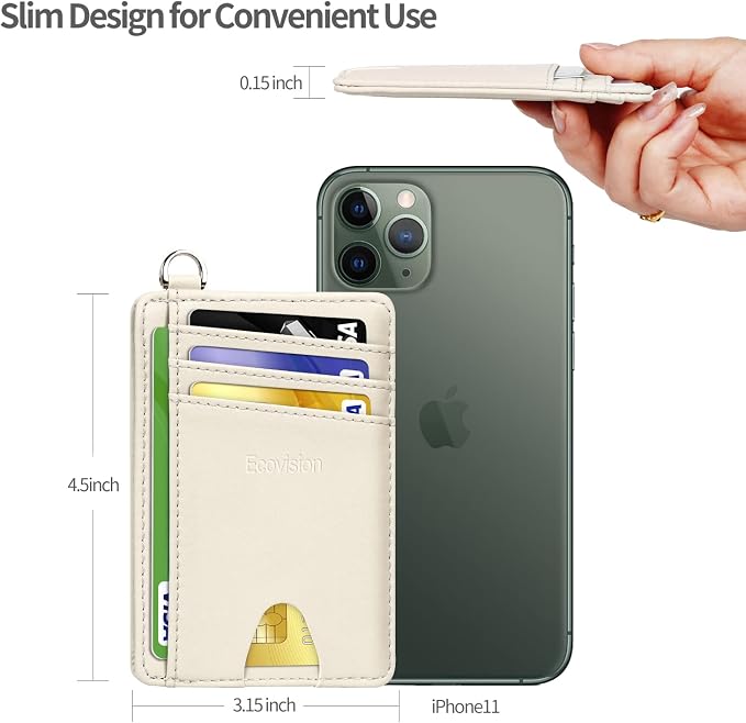 Slim Minimalist Front Pocket Wallet, RFID Blocking Credit Card Holder Wallet with Detachable D-Shackle for Men Women