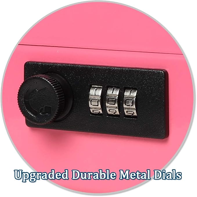 Jssmst Large Cash Box with Combination Lock - Durable Metal Cash Box with Money Tray, Pink, 11.81 x 9.84 x 3.46 inches, CB0705XLN