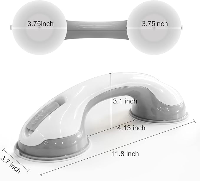 NL'AAHCΓ Grab Bars for Shower Heavy-Duty (2Pack) 12-Inch ADA Compliant Grab Bar for Seniors Shower Handles for Elderly Suction Handicap Safety Handrail for Bathroom Bathtubs Toilet Tiles Glass