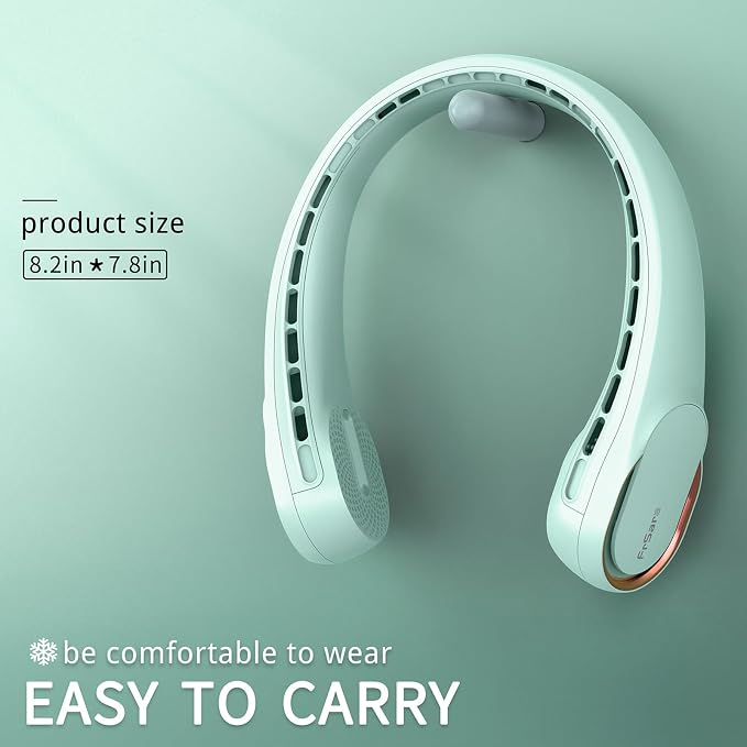 FrSara Neck Fan,Personal Fans for Your Neck, Adjustable, 360° Cooling | Super Quiet, No Blade Fan Design, No Hair Twisting, Even Air Volume On Both Sides, Non-Slip, Short Charging, Long Use Time