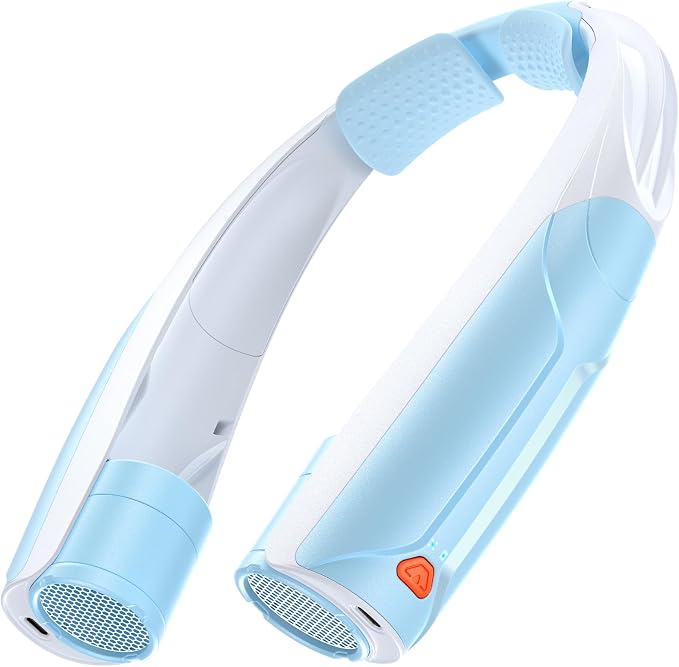 AaoLin Portable Neck Fan with 6000mAh Battery, USB-C Rechargeable, Blue Hands-Free Personal Fan 6 Speeds, 6-20Hrs Cooling for Outdoor Sports/Gym/Office, Adjustable 11oz Lightweight, Neck Cooler