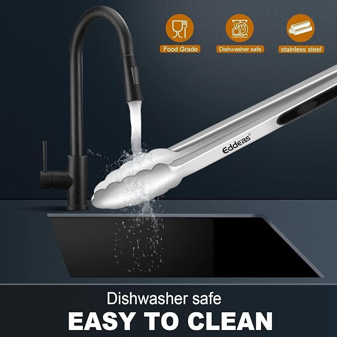 4 Pack Tongs For Cooking, Heat Resistant 600 Degrees 9",12" Stainless Steel Locking Metal Tong & 9",12" Kitchen Tongs with Silicone Tips, Non-Slip Food Silicone Tong, Heavy Duty, Non-Stick