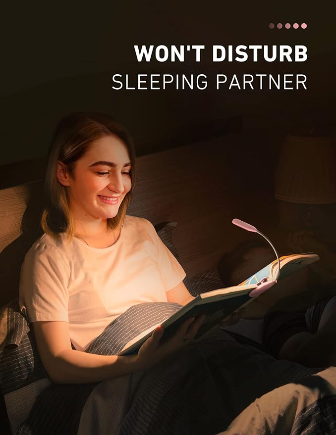 Monotremp Book Lights for Reading at Night in Bed, 80 Hours Runtime Rechargeable Reading Lights for Books in Bed, 3 Brightness Levels × 3 Color Temperatures, 1.3 oz Lightweight