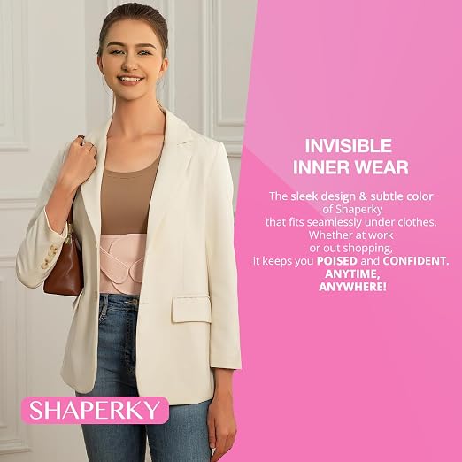 SHAPERKY Posture Corrector for Women for Support: Back Brace for Full Back Support - Adjustable Shoulder Straightener for Women and Men (Large)