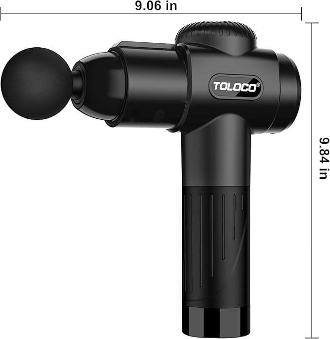 TOLOCO Massage Gun, Deep Tissue Back Massage for Athletes for Pain Relief, Percussion Massager with 10 Massages Heads & Silent Brushless Motor, Christmas Gifts for Women, Men, Black