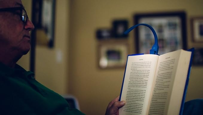 The Original Mighty Bright Recharge Clip On Rechargeable Book Light Reading Light, Warm Eye Care LEDs, Flexible, Durable, Dimmable, Perfect for Kids, Bookworms, Reading in Bed, Lasts 60 Hours (Blue)