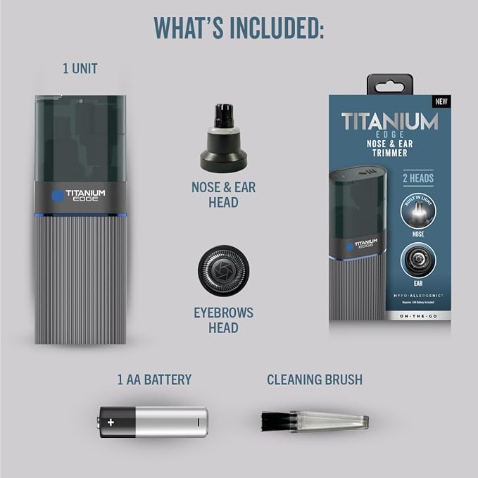 Microtouch Titanium Edge Ear & Nose Trimmer | Titanium-coated ear & nose trimmer with dual blades, built-in light, and water-resistant travel-friendly design
