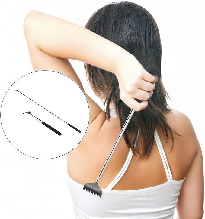 2 Pack Extendable Back Scratcher, Stainless Steel Telescoping Scratcher | Portable Back Scratcher Telescoping Back Scratcher with Beautiful Present Packaging