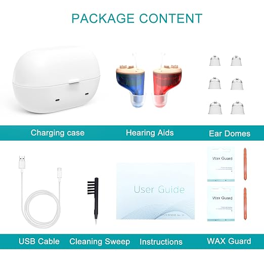 True Hearing Aids for Seniors Not Amplifier- Noise Cancelling, Rechargeable & Invisible with Magnetic Charging Box