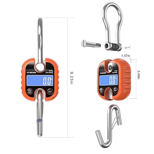 Hanging Scale Handheld 440lb/200kg Crane Scale Luggage Scale,with ABS Plastic case & Big LCD Display, Portable Digital Mini Crane Scale Fishing Scale,for Gym,Hunting,Travelling