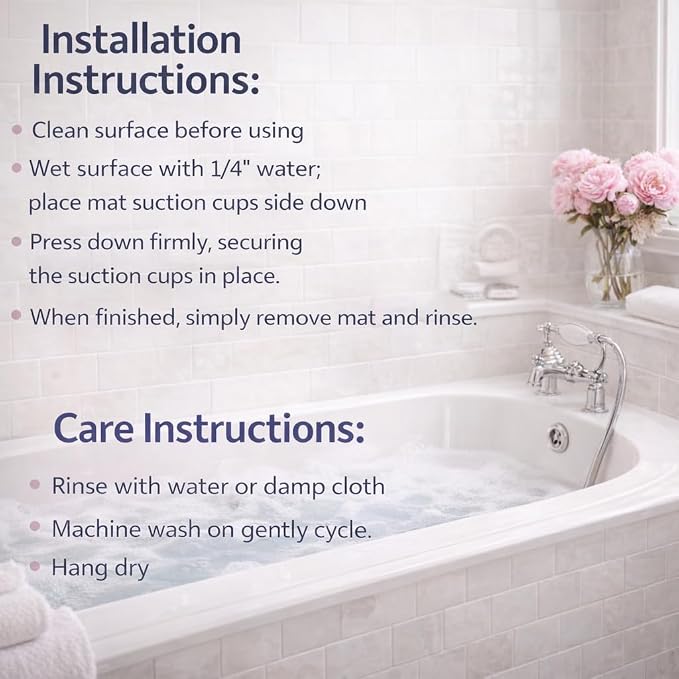 Bathtub Mat Non Slip, Bath Mat for Tub Non Slip, Tub Mat Extra Large 36 x 17 in, Bathtub Mat with Suction Cups & Drain Holes, Soft Foam, Machine Washable, Pink