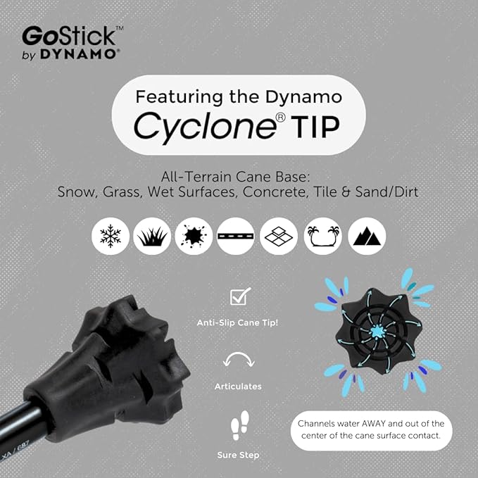 Dynamo GoStick Folding Cane - The Best Cane Ever - Designed for Stability and Balance - Folding and Adjustable Walking Cane, Heavy Duty, Travel-Friendly and Stylish - Men & Women