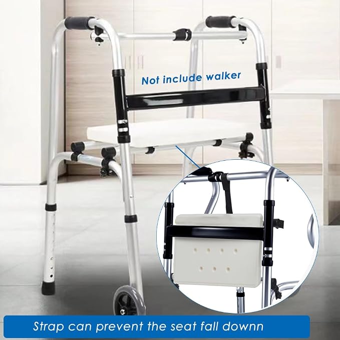 Adjustable Walker Rest Seat, Folding Walker Attachable Seat for Elderly Disabled, Range:20"~24" (Plastic)