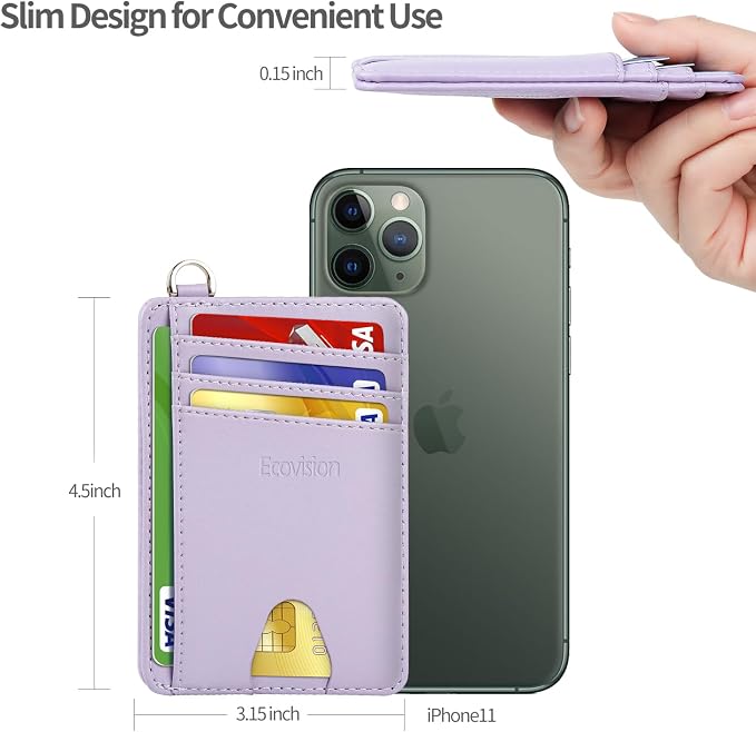 Slim Minimalist Front Pocket Wallet, RFID Blocking Credit Card Holder Wallet with Detachable D-Shackle for Men Women