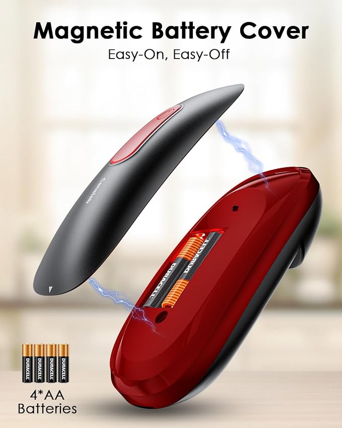 Canslab CORE Electric Can Opener_Single Touch Automatic Opener for Seniors with Arthritis, Auto Shut-off, Cordless Battery Powered, Side Cut, Smooth Edge, Handsfree for Small or Large Cans, Black+Red