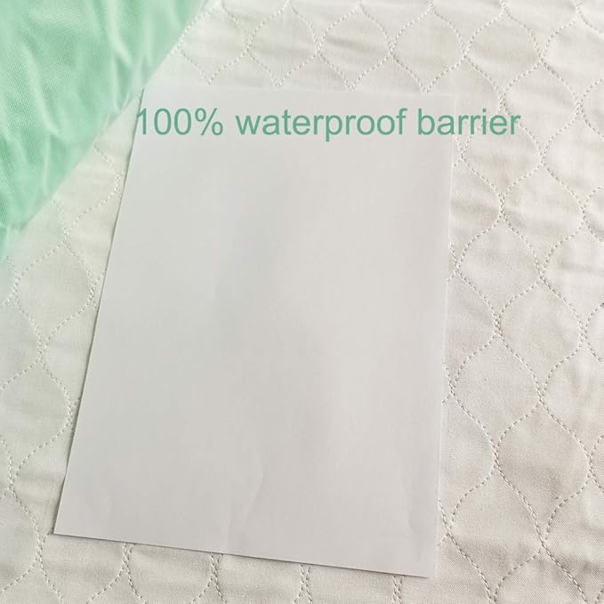 2 Pack Cotton Top Quilted Underpad, Waterproof Extra Absorbent Use for Incontinence Bed Pads,Washable and Reusable Pet Pads (34" x 36")