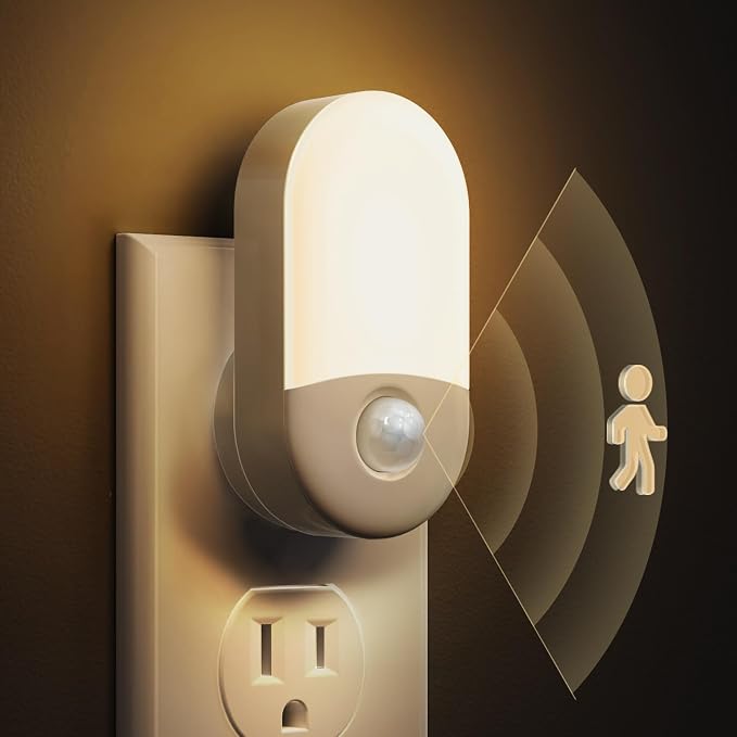 L LOHAS LED Motion Sensor Night Light, Motion Sensor Light Indoor, 30/60LM | Night Lights Plug into Wall Motion Sensor, 3000K Warm White, Motion Activated Nightlights, Kids Adults Bathroom Bedroom 4Pack