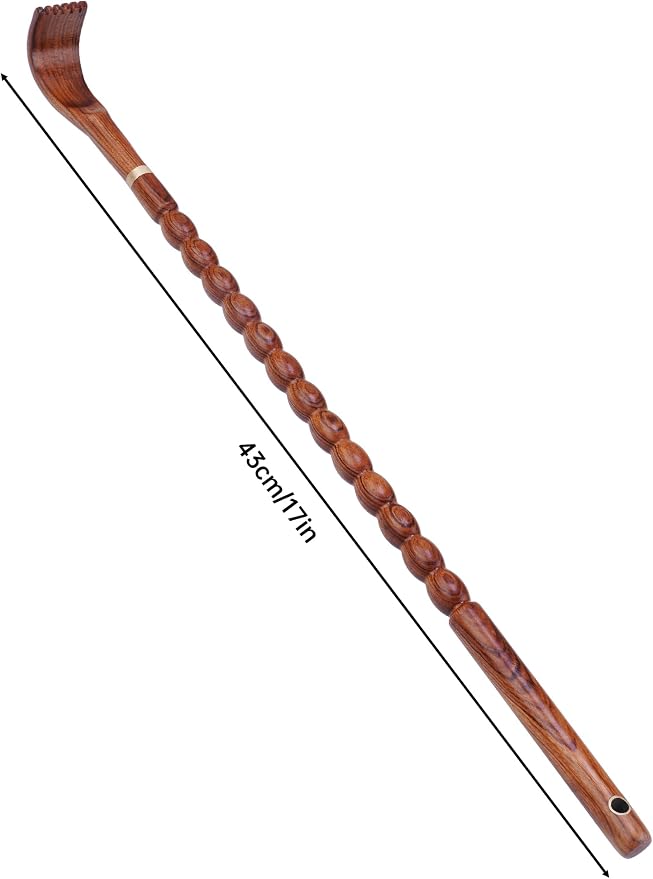 Tomorotec 100% Kevazingo Wood Back Massager for Itching Relief, Long Sturdy Therapeutic Bamboo Back Scratchers, Body Relaxation Massager