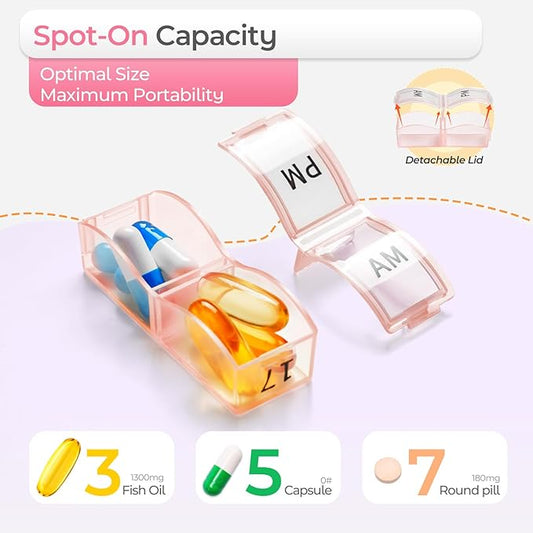 Monthly Pill Organizer 2 Times a Day, one Month Pill Box AM PM, 30 Day Pill Case Small Compartments to Hold Vitamin and Travel Medicine Organizer, 31 Day Pill Organizer, 4 Week Pill Cases(Pink)