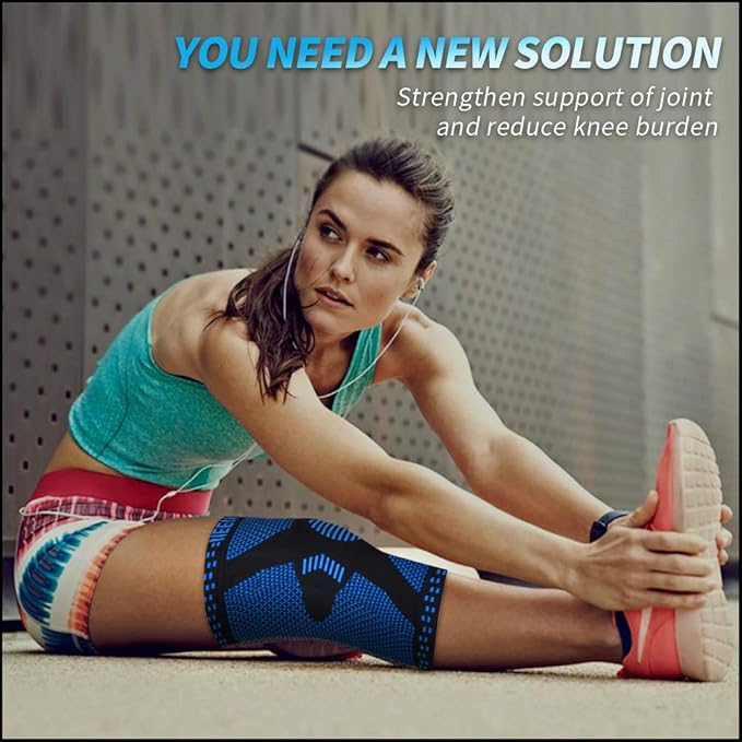 NEENCA Professional Knee Brace for Pain Relief, Medical Knee Support with Patella Pad & Side Stabilizers, Compression Knee Sleeve for Meniscus Tear, ACL, Joint Pain, Runner, Workout (Blue, Medium)