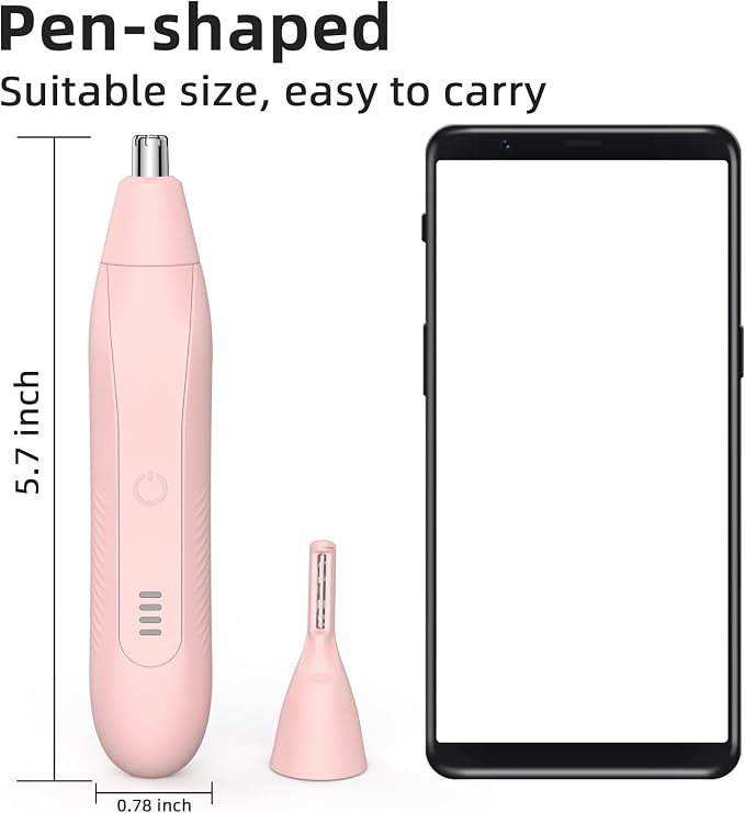 Nose Hair Trimmers for Men,Rechargeable Eyebrow Trimmer 2 in 1 Painless Multifunctional Ear and Nose Hair Trimmer with Dual Edge Blades Portable Design E4