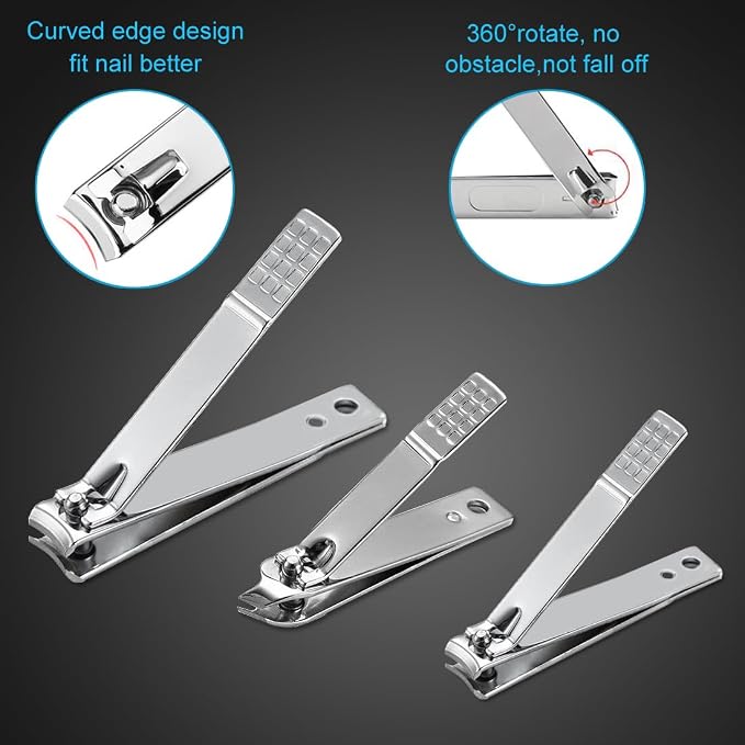 Yougai Manicure Set 18 Pieces Professional Nail Clippers Pedicure Kit Men Women, Stainless Steel Fingernail Toenail Cutters, Nail Care Grooming Tools with Leather Travel Case