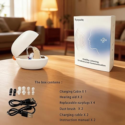 Hearing Aids Rechargeable for Seniors, Lightweight Hearing Amplifiers for Adults Hearing Loss with Noise Cancelling,Portable Behind-the-Ear Hearing Aid Headphones Charging Case Stepless Volume Control