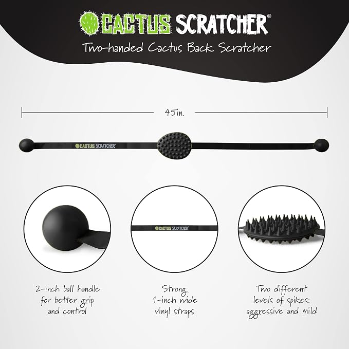 Original Back Scratcher - 2-Sided Back Scratching Tool for Hard-to-Reach Area, Durable 45" Strap with Ball Handles for Towel Like Operation, Universal Gifts for Men and Women, Black
