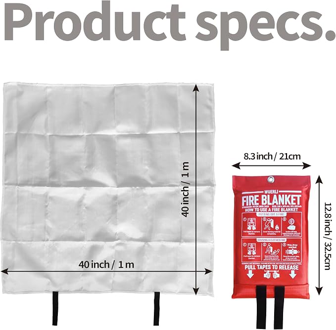 Fire Blanket for Home and Kitchen,40" x 40",2 Pack,Emergency Fire Blanket