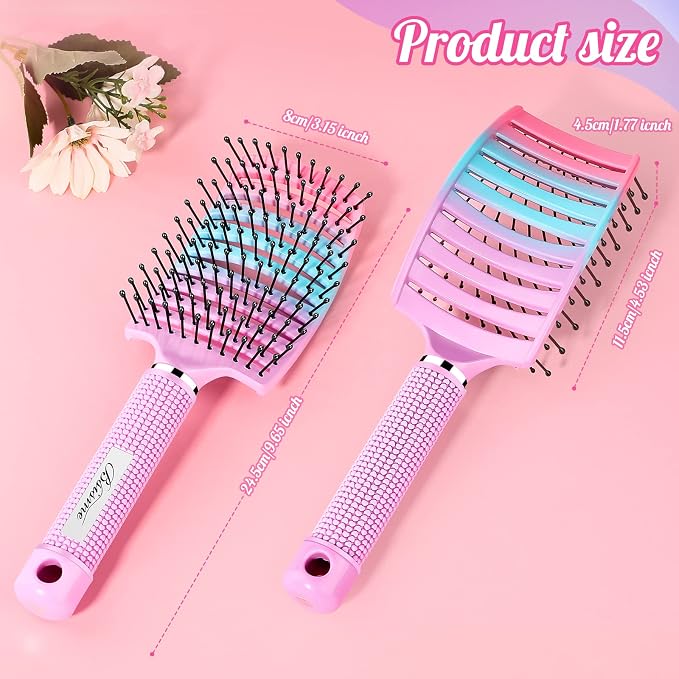 Bsisme Hair Brush, Curved Vented Detangling Brush for Faster Blow Drying | Paddle Styling Brush for Wet & Dry Hair, Flexible Bristles for Women Men Kids with Thick Curly Fine Wavy Straight Hair