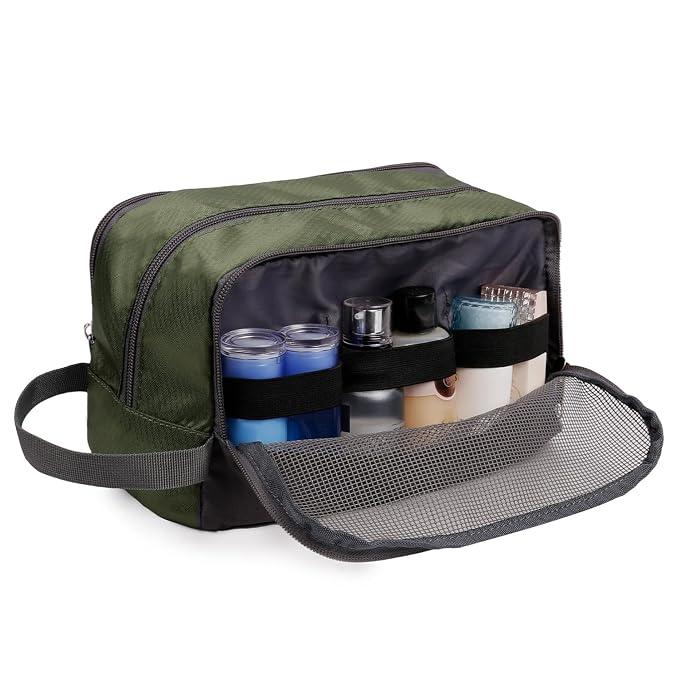 WANDF Travel Toiletry Bag for Men, Small Dopp Kit for Toiletries | Water-Resistant Fabric, Travel Bag for Toiletries, Compact Storage, Shaving Accessories, Weekend Trips