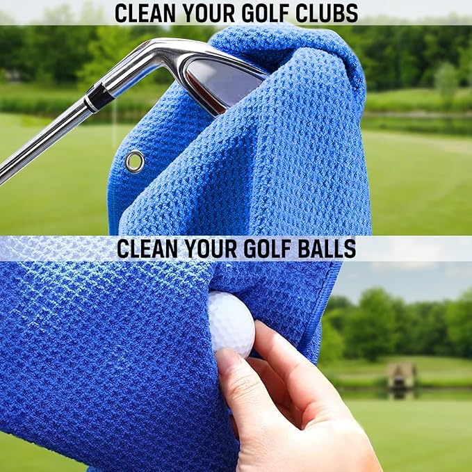 ERHACHAIJIA Yes I'd Have A Retirement Plan Embroidered Golf Towel with Clip. Funny Golf Accessories Gifts for Men Women Golfer Grandma Grandpa Mom Dad, Retirement (Blue)