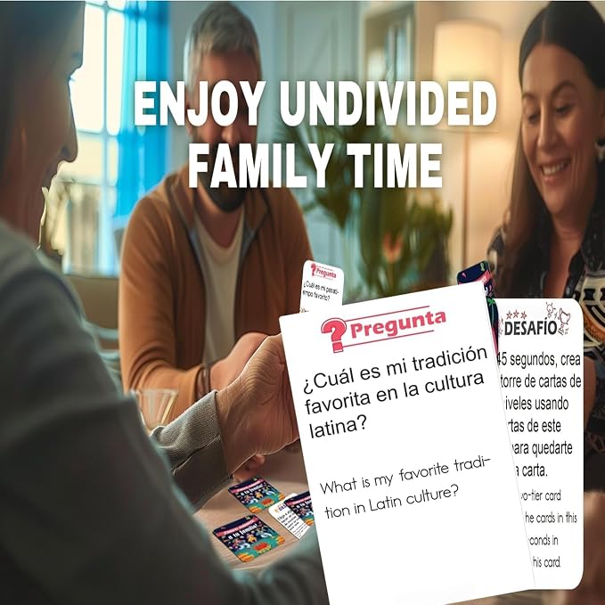 Spanish-English Family Games for Parties | Bilingual Conversation Cards | Fun Board Games for Parties and Evening Entertainment
