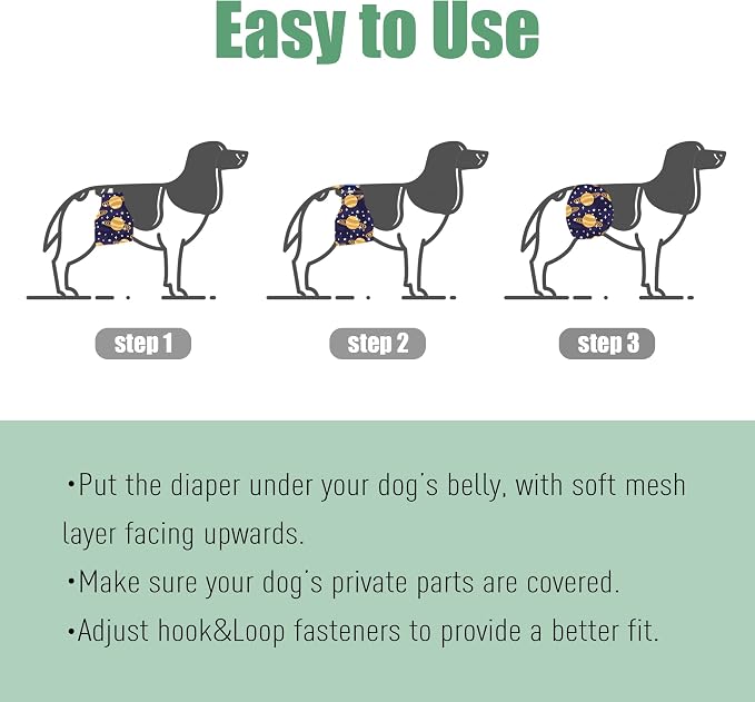 wegreeco Washable Male Dog Diapers (Pack of 3) - Washable Male Dog Belly Wrap (Vast Sky, XS)