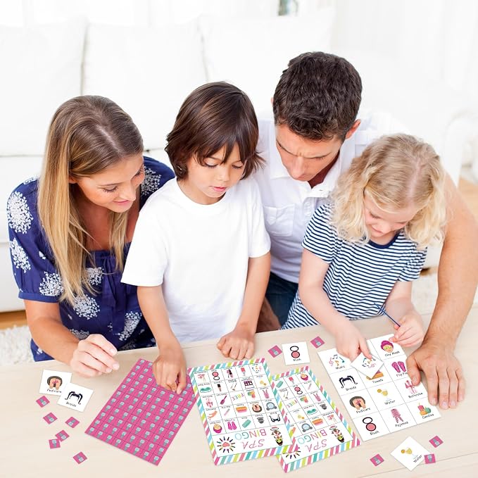Spa Party Bingo Cards, 24 Player Beauty Themed Party Bingo Game for Family Adult, Sleepover Party Favor, Large Group Party Celebration Activity -03