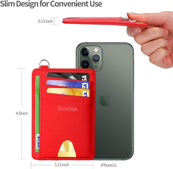 Slim Minimalist Front Pocket Wallet, RFID Blocking Credit Card Holder Wallet with Detachable D-Shackle for Men Women