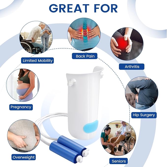 Jellas Sock Aid for Putting On Socks Kit,4.0 Inch Sock Helper for Seniors | Flexible Long Rope Design, Easy Put On Take Off Socks, Comfort Independence Helper, White