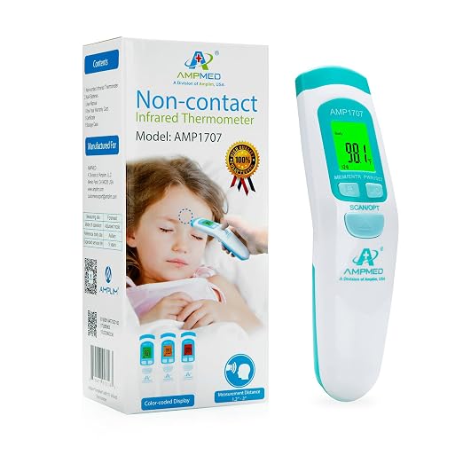 Non-Contact Medical Grade Forehead Thermometer, White | For Adults, Kids, Baby, Touchless Infrared, 1-Sec Reading, Fever Alarm