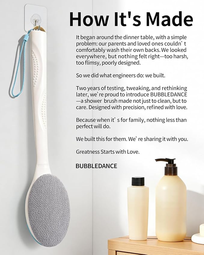 BUBBLEDANCE® Exfoliating Back Scrubber with Extendable Long Handle (17.5"~31.9") | Deep Cleansing Body Scrubber for Oily & Rough Skin | Upgraded Shower Towel & Washcloth to Prevent Back Acne