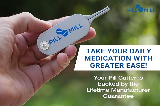 Pill Cutter Splitter for Small and Tiny Pills by Pill Mill - Featuring a Durable Metal Blade That Will Never Dull, Pill-Splitter with Centering Device, Cortador de Pastillas Para Medicina, Pill-Slicer