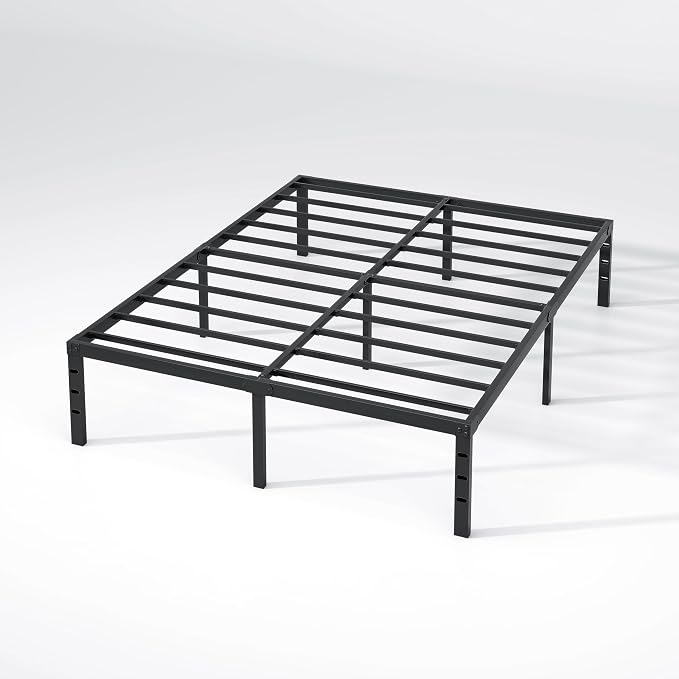NEW JETO Metal Bed Frame,Full Size Bed Frame with Storage Space,14 Inch | Heavy Duty Sturdy Mattress Foundation,Easy Assembly,No Box Spring Needed, Black